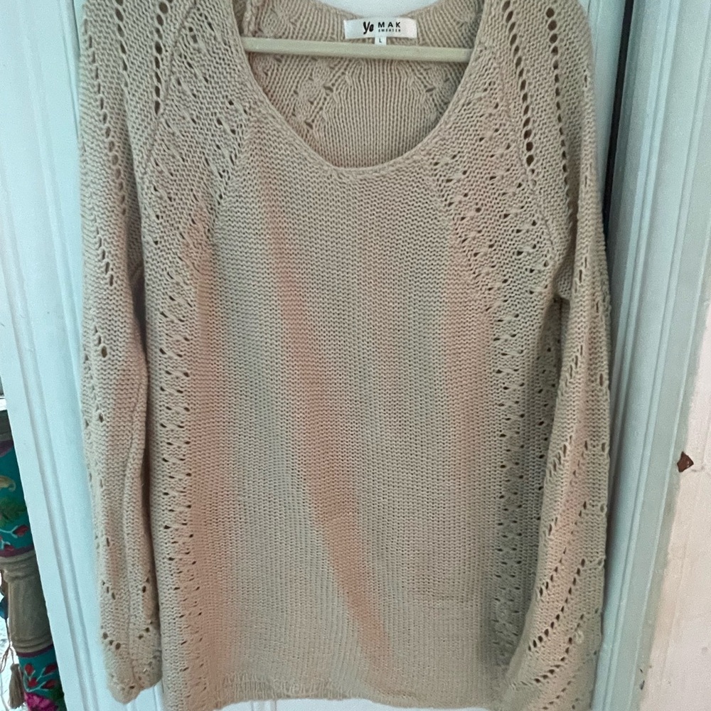 Cool Beige Scoop Neck Sweater